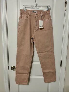 Zara Mom Fit High Rise Jeans in Dusty Rose